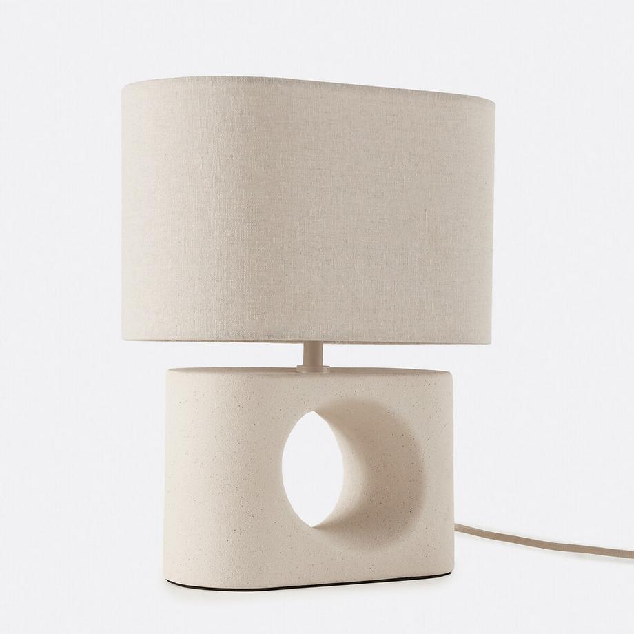 Tischlampe GANI aus Keramik und Leinen