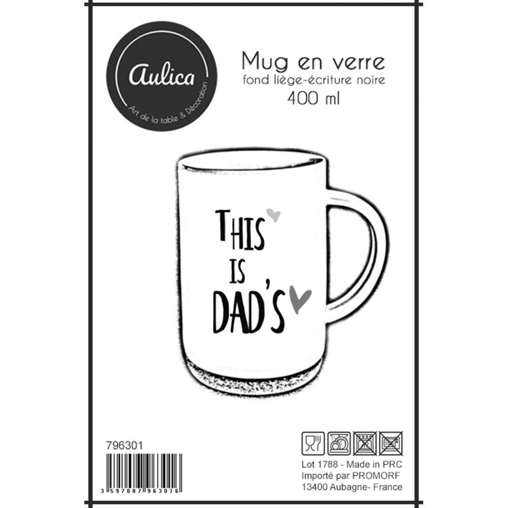 Aulica Glasmug mit korkboden und beschriftung "dad"  