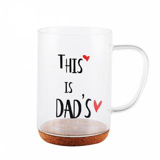 Aulica Glasmug mit korkboden und beschriftung "dad"  