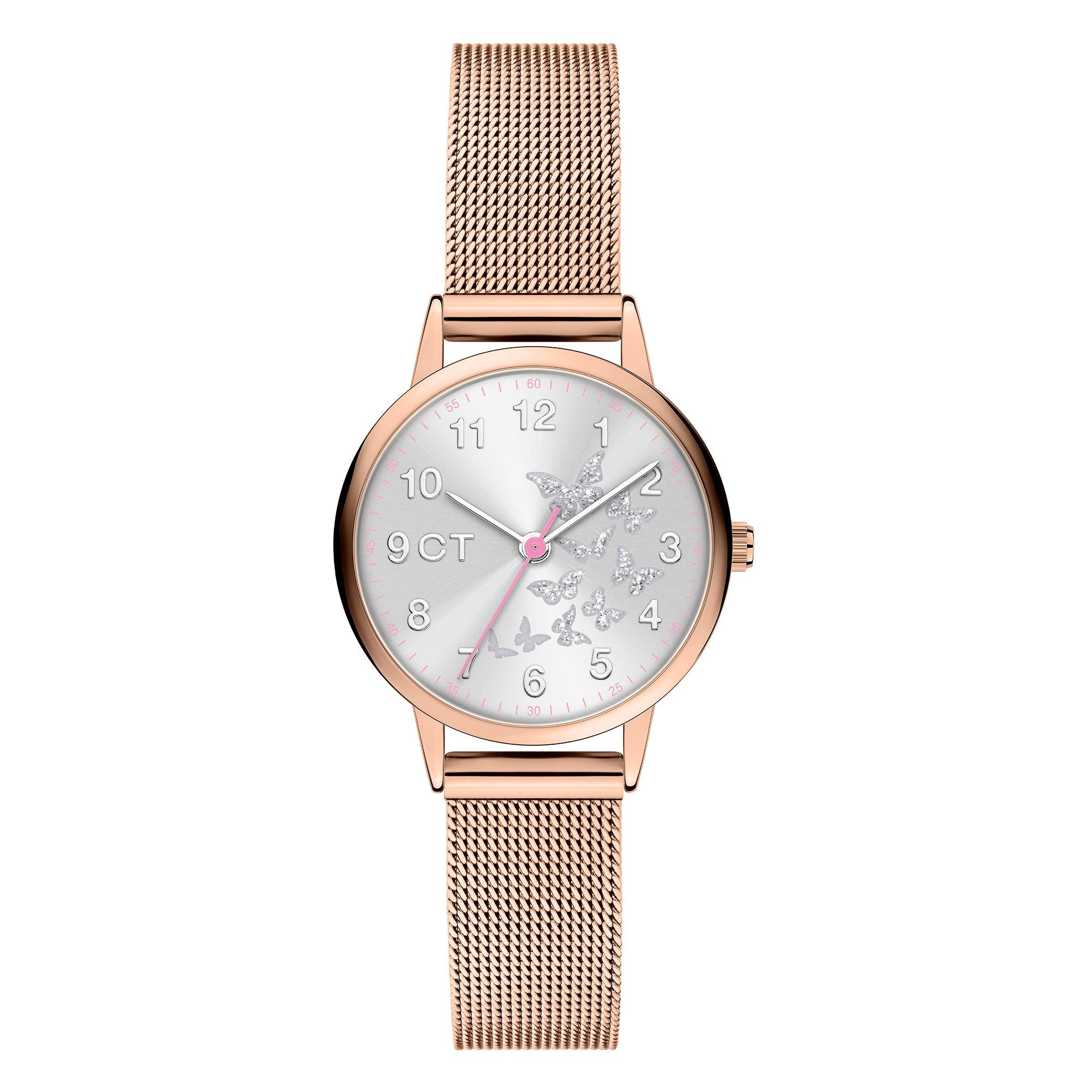 Image of Butterflies Kinderarmbanduhr Unisex Roségold 28mm