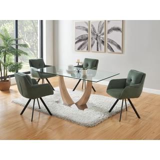 Vente-unique Lot de 6 chaises avec accoudoirs en tissu et métal noir - Vert - ZOLEVY  