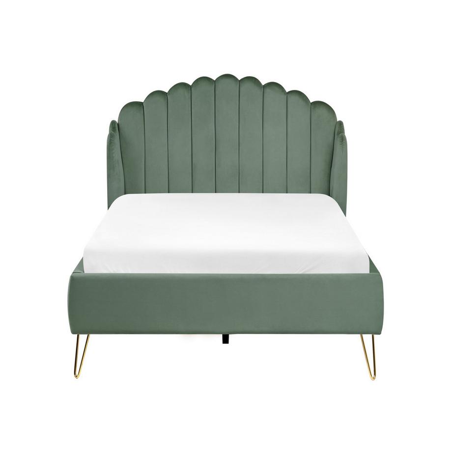 Beliani Lit avec sommier en Velours Glamour AMBILLOU  