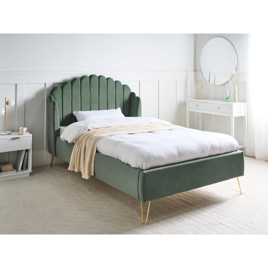 Beliani Lit avec sommier en Velours Glamour AMBILLOU  