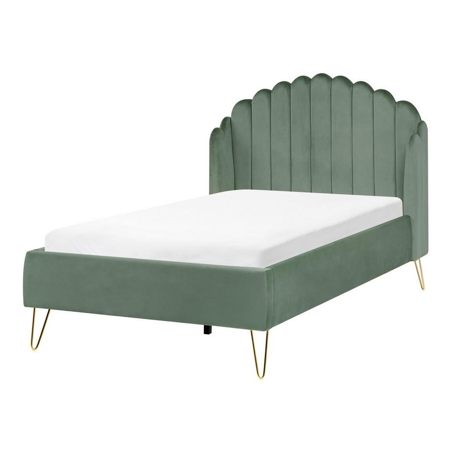 Beliani Lit avec sommier en Velours Glamour AMBILLOU  