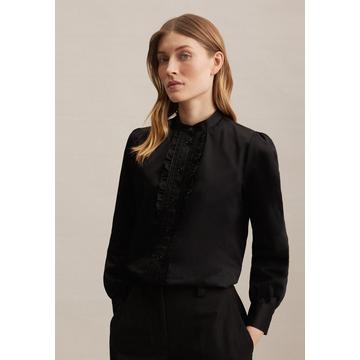 Blouse à col montant Uni Brillant Manche longue Col