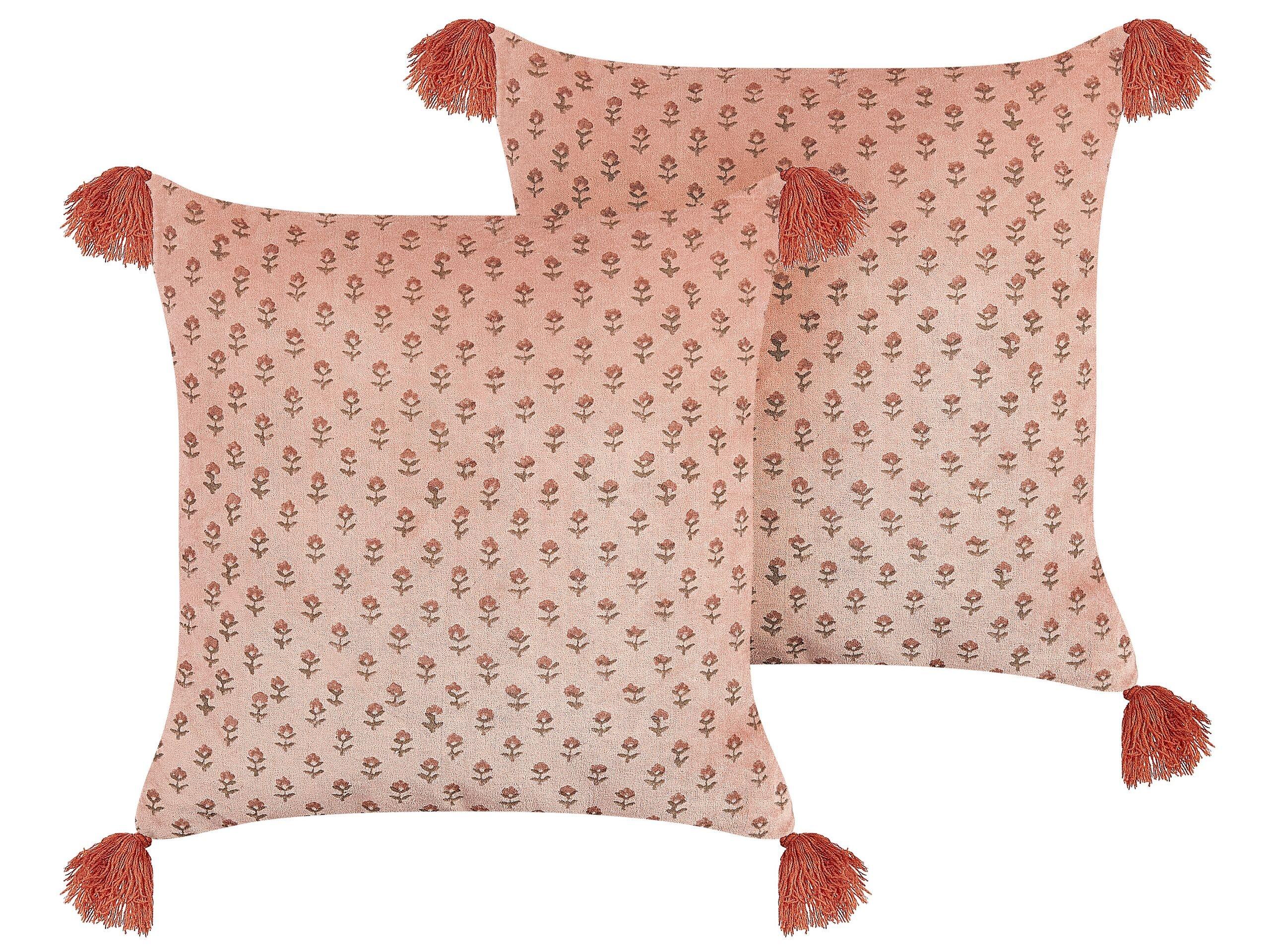 Beliani Lot de 2 coussins en Velours Boho RUMHORA  