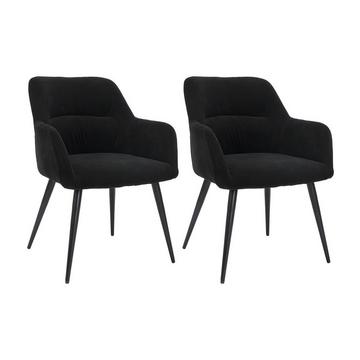 Lot de 2 chaises Avec accoudoirs Tissu métal HEKA