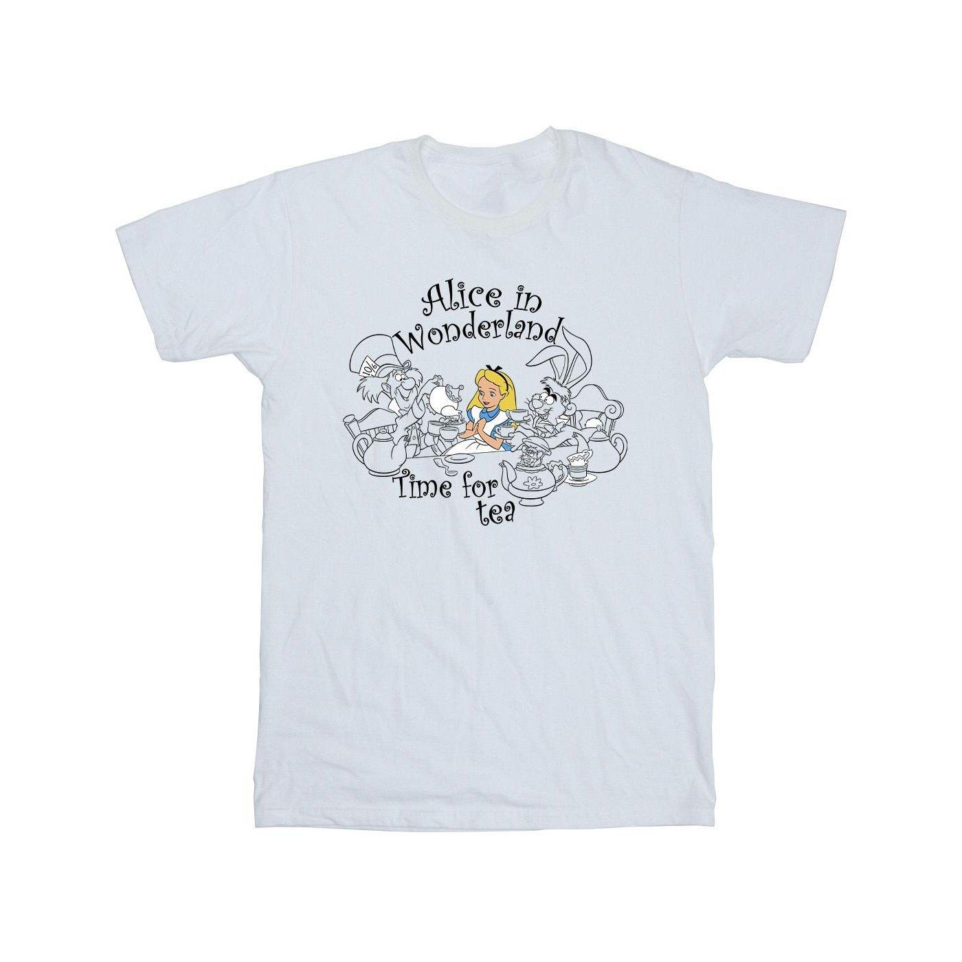 Image of Alice In Wonderland Time For Tea Tshirt Herren Weiss M