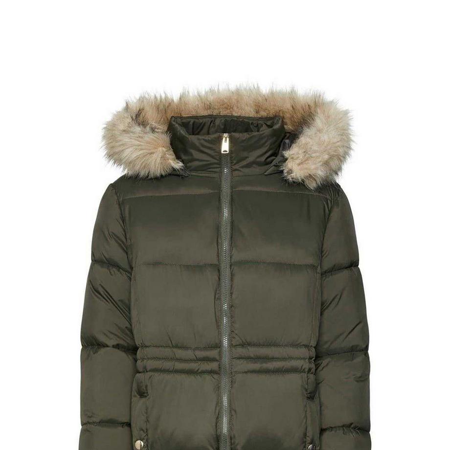 VERO MODA Piumino Trapuntato con Cappuccio in Finta Pelliccia  