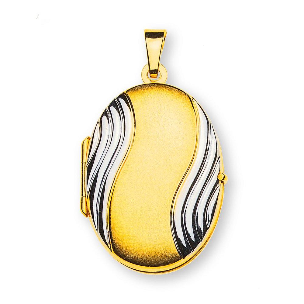 MUAU Schmuck  Pendentif médaillon or jaune 750, 30x18mm 