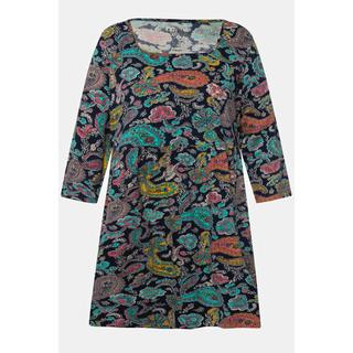 Ulla Popken  Maglia lunga con scollatura rettangolare, maniche a 3/4 e design Paisley 