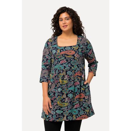 Ulla Popken  Longshirt, Paisley, Carree-Ausschnitt, 3/4-Arm 