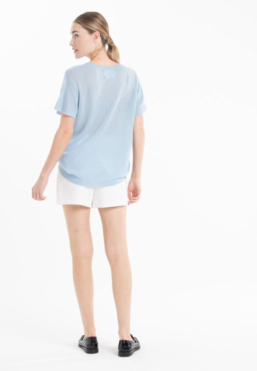 Studio Cashmere8 SUN KISSED KELLY 18 Kaschmir Rundhals Kurzarm T-Shirt  