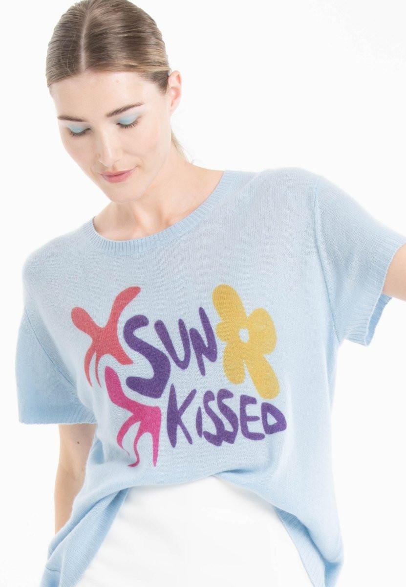 Studio Cashmere8 SUN KISSED KELLY 18 Kaschmir Rundhals Kurzarm T-Shirt  