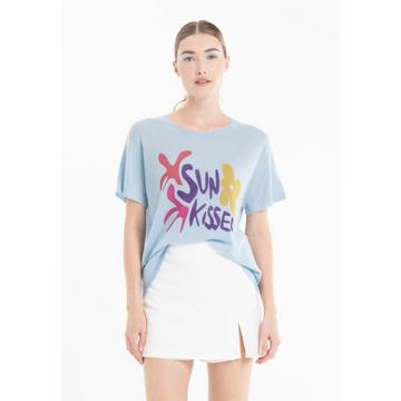 T-Shirt aus Kaschmir, Rundhalsausschnitt, kurze Ärmel, entjaugiert SUN KISSED KELLY 18