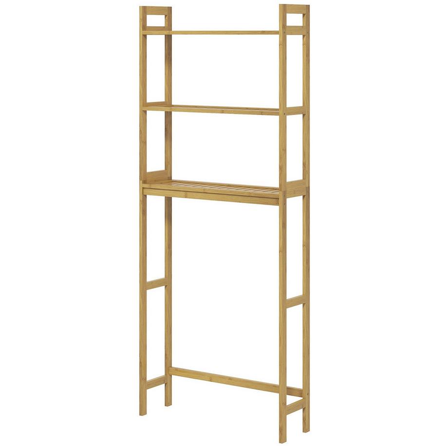 Northio Étagère De Toilette À 3 Niveaux Pour Salle De Bain Avec Étagère De Rangement Anti-Basculement En Bambou Naturel  