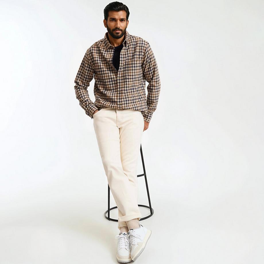 La Redoute Collections Kariertes Flanell Wollmischgewebe Hemd  