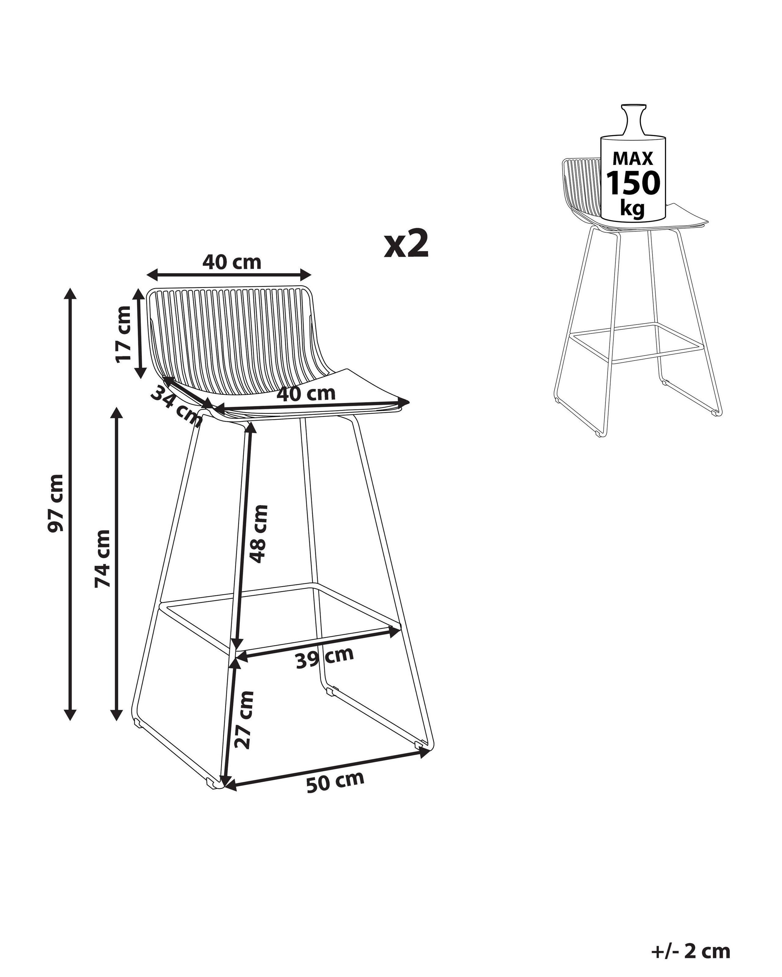 Beliani Lot de 2 chaises de bar en Acier Industriel FREDONIA  