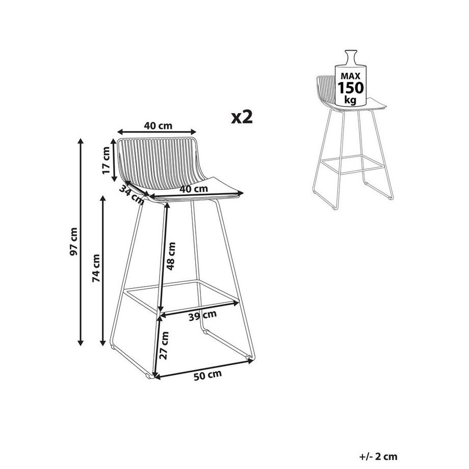 Beliani Set di 2 sedie alte en Acciaio Industriale FREDONIA  