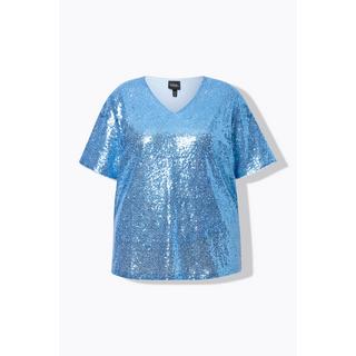 Ulla Popken Blouse à Paillettes Col V Manches Courtes  