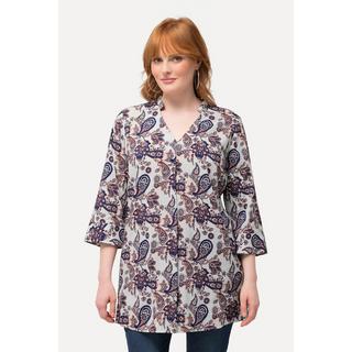 Ulla Popken Tunica Stampa Paisley Scollo a V Collo Alto Maniche 3/4  