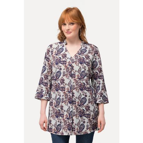 Ulla Popken Tunica Stampa Paisley Scollo a V Collo Alto Maniche 3/4  