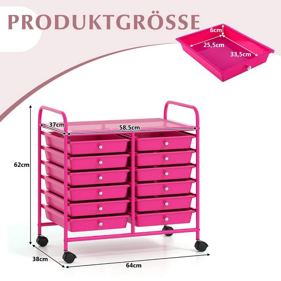 Northix Chariot de rangement avec 12 tiroirs  