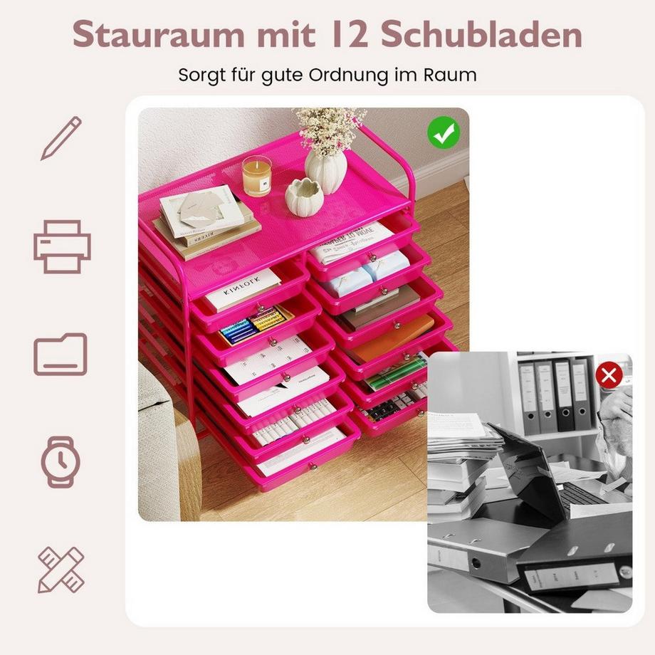 Northix Chariot de rangement avec 12 tiroirs  
