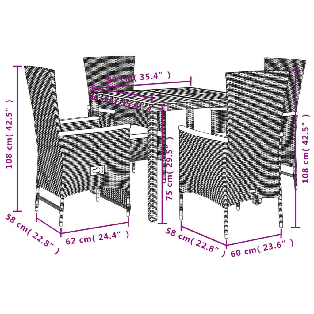 VidaXL set da pranzo da giardino Polirattan  