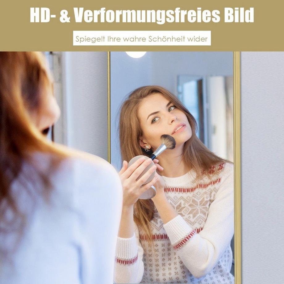 Northix 37 x 120 cm Ganzkörperspiegel mit Höhenverstellbaren Hängehaken Wandspiegel Golden  