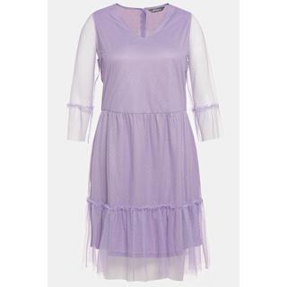 Ulla Popken  Kleid, doppellagig, A-Linie, V-Ausschnitt, 3/4-Arm 