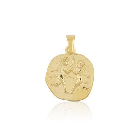 MUAU Schmuck  Pendentif signe du zodiaque jumeaux or jaune 750, 15x27mm 