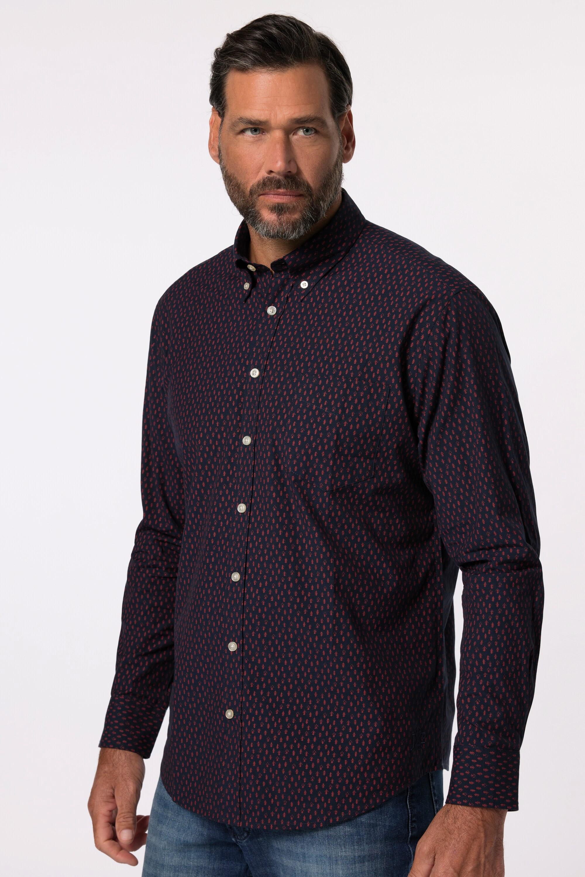 JP1880  Camicia dal taglio moderno con stampa allover, maniche lunghe e colletto button-down 