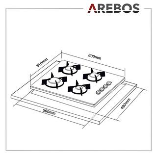 Arebos Piano cottura a gas quattro fuochi | Include griglie e fiamma pilota  