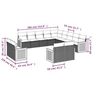 VidaXL set divano da giardino Polirattan  