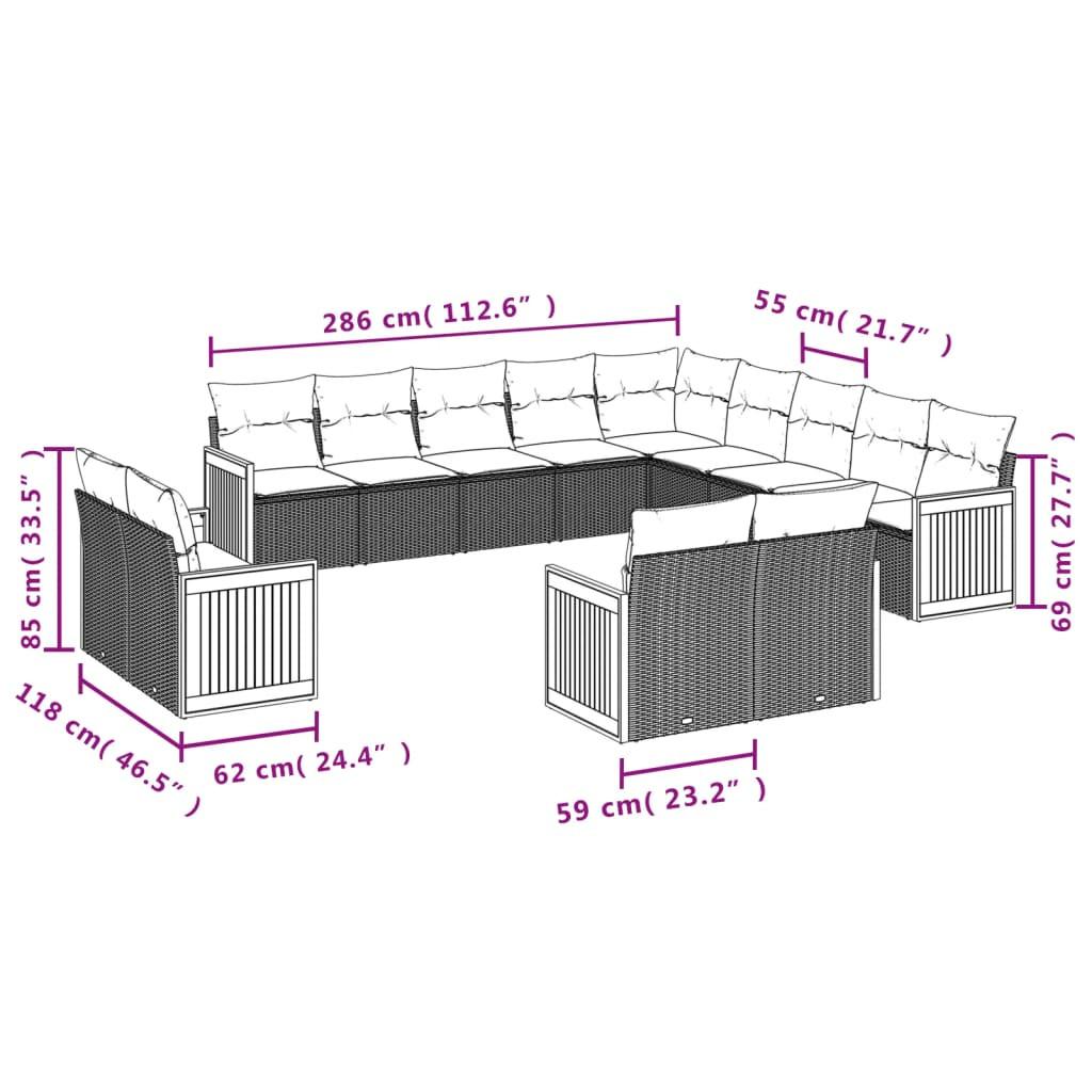 VidaXL set divano da giardino Polirattan  