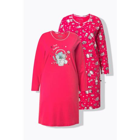 Ulla Popken Lot de 2 Grands T-shirts Imprimé Chats Col Rond Manches Longues  