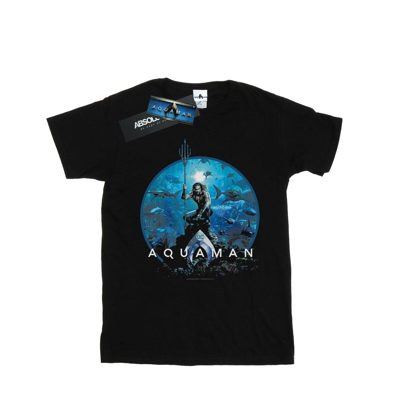 Image of Aquaman Circle Poster Tshirt Jungen Schwarz 116