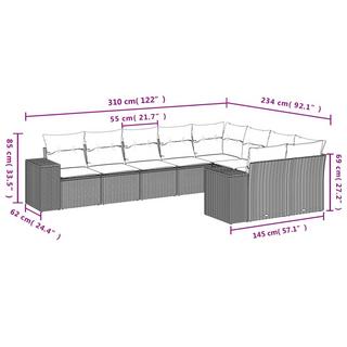 VidaXL Ensemble de canapés de jardin rotin synthétique  