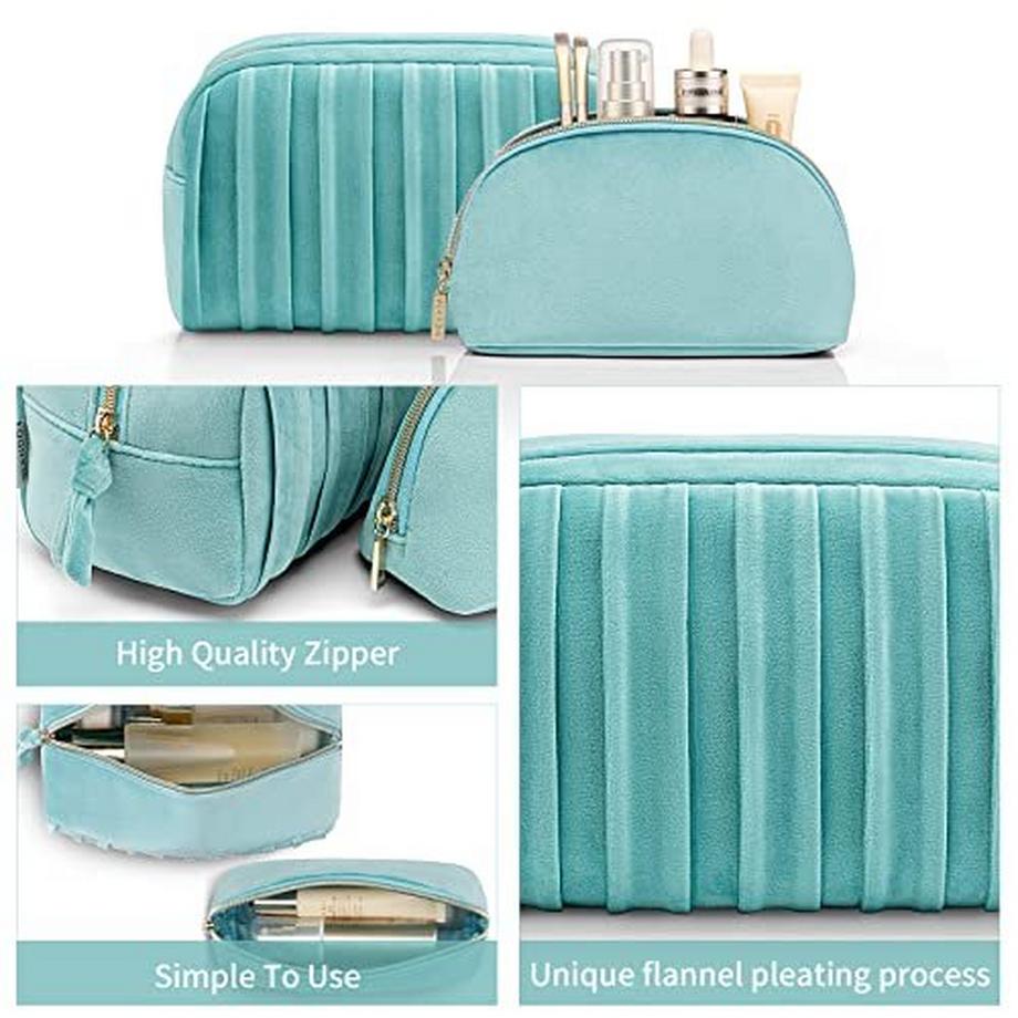 Only-bags.store  Große Kosmetiktasche Samt, Schminktasche Reise, Make Up Tasche Set 2 Stück, Beauty case 