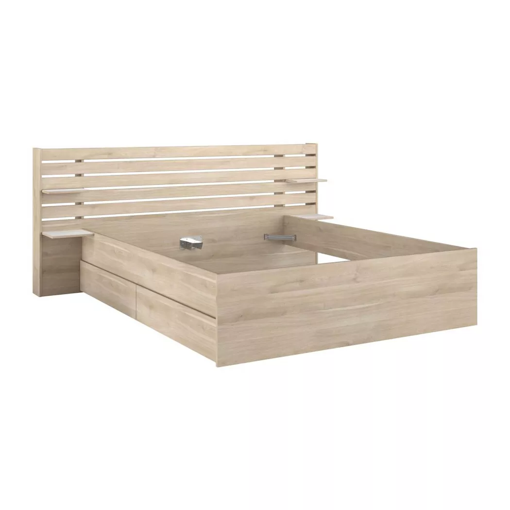 Lit 180 x 200 cm avec rangements - Coloris : Naturel - TENALIA