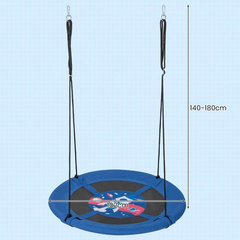 B2X  Balançoire nid balançoire pour enfants balançoire dans les arbres balançoire suspendue Ø 100 cm fusée bleue 