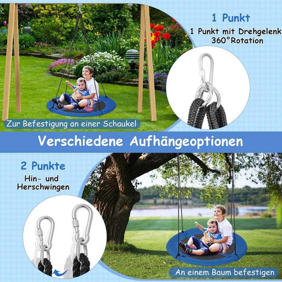 B2X  Balançoire nid balançoire pour enfants balançoire dans les arbres balançoire suspendue Ø 100 cm fusée bleue 