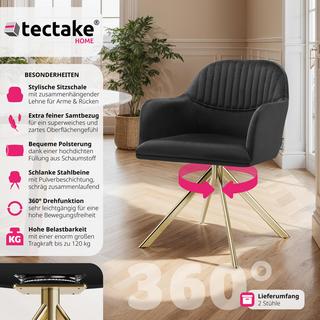 Tectake Chaise pivotante en velours Lona avec rembourrage épais  