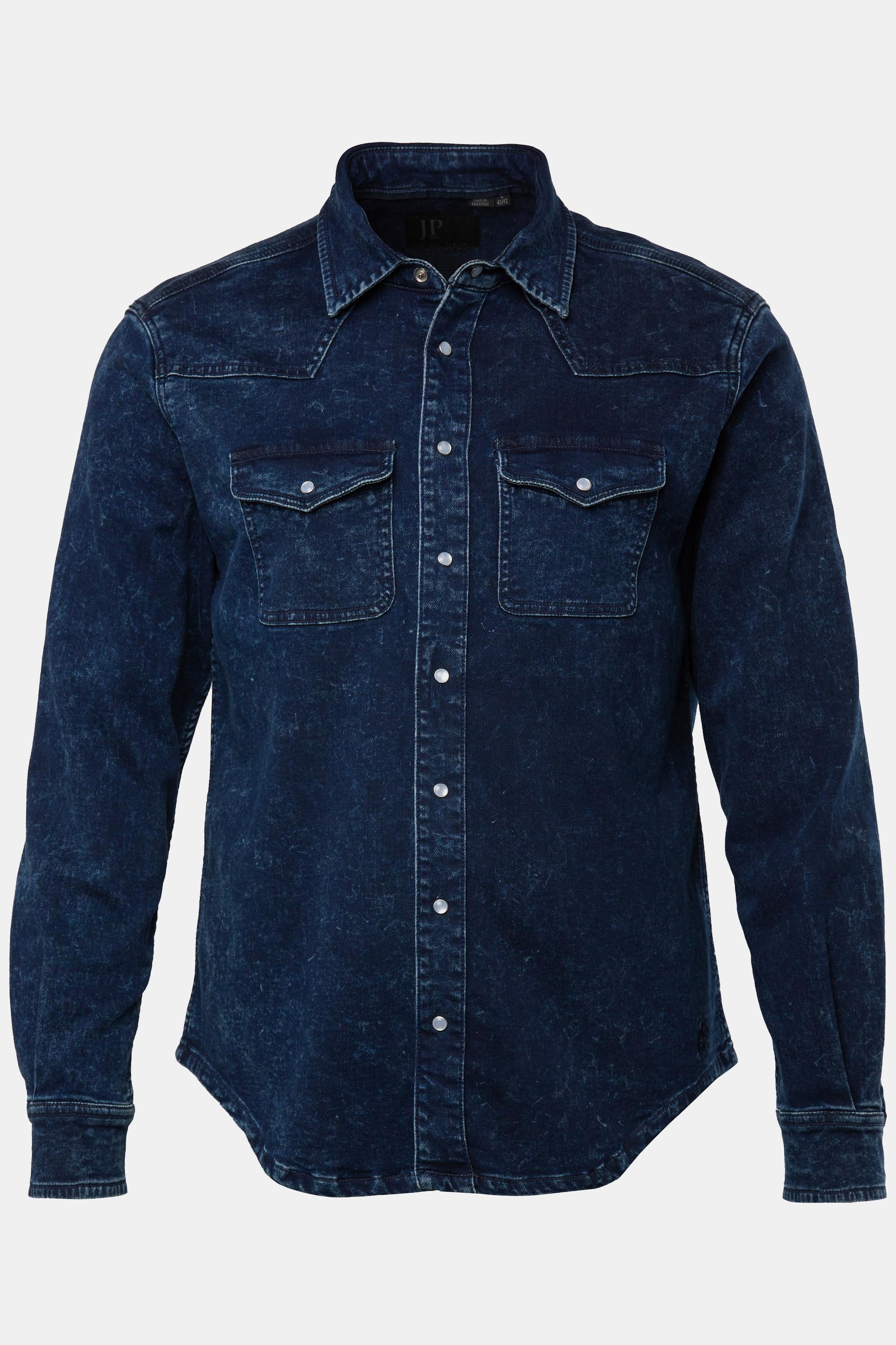 JP1880  Chemise en jean FLEXNAMIC®, tissu denim, manches longues et col Kent, coupe Modern Basic Fit - jusqu'au 8&nbsp;XL 