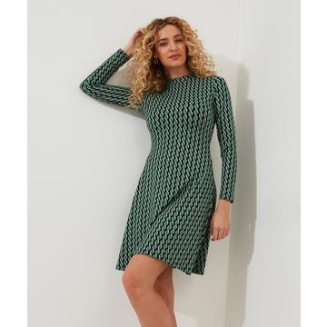 Robe Mini Jersey Col Montant Géométrique