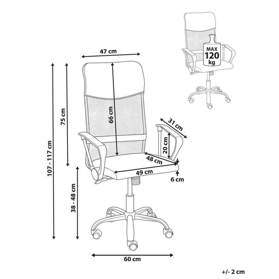 Beliani Chaise de bureau en Tissu maillé  DESIGN  