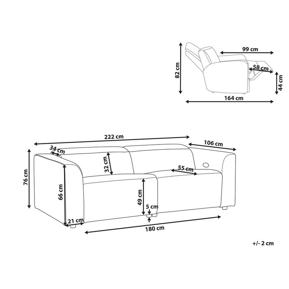 Beliani 2 Sitzer Sofa aus Stoff  ULVEN  