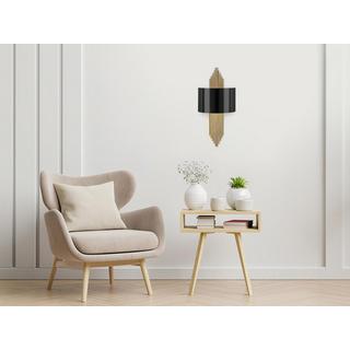 Vente-unique Lot de 2 appliques art déco en métal - L. 22 x H. 75 cm - Noir et doré - SANGARIUS  