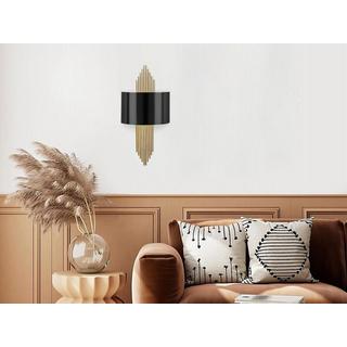 Vente-unique Lot de 2 appliques art déco en métal - L. 22 x H. 75 cm - Noir et doré - SANGARIUS  